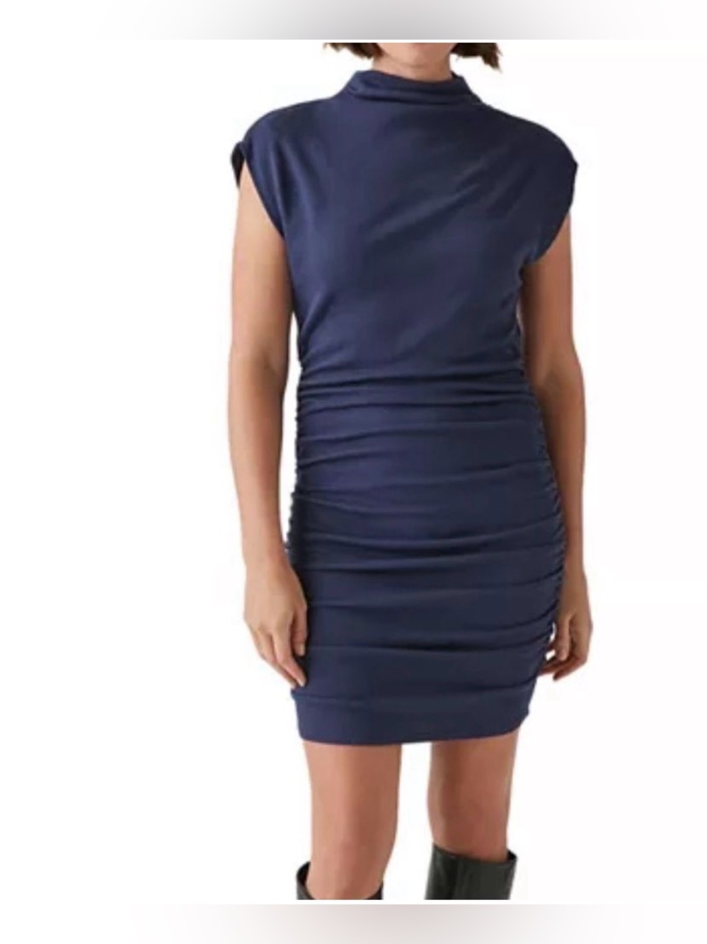 Michael Stars Gia Mock Navy Blue Ribbed Dress NWT Medium